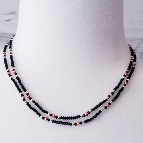 Black Spinel Layering Necklace, 36 inches - Picture 3 of 8